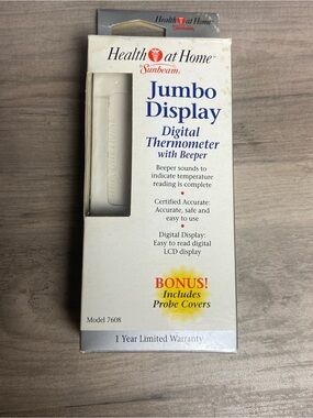 Vintage Sunbeam Health at Home Jumbo Display‎ Digital Thermometer, Model 7608
